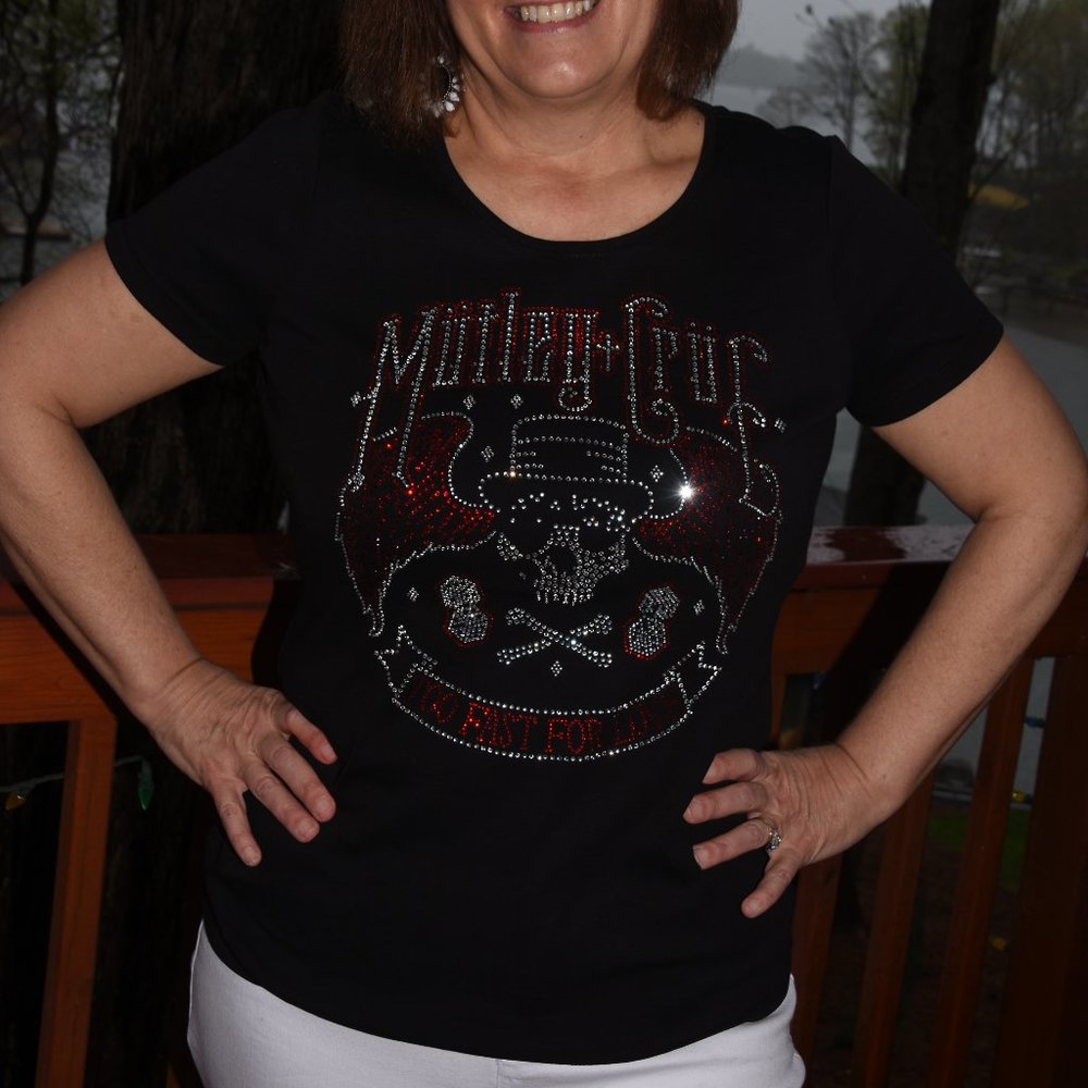 Motley Crue rhinestone bling short Sleeve Shirt XS S M L XL X…